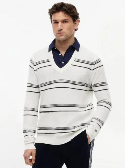 Tommy Hilfiger Tailored Herren Strickpullover in ecru schwarz