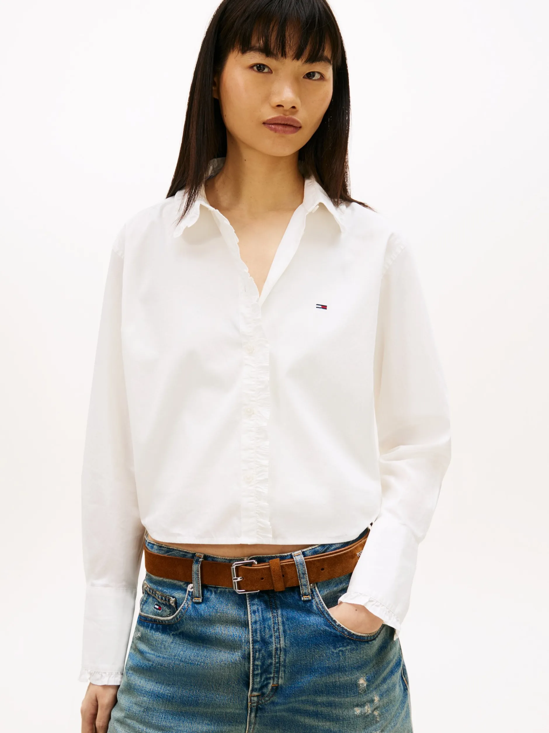 Tommy Jeans Damen Bluse in weiß - Ärmel: langarm