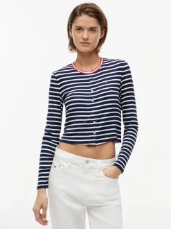 Tommy Jeans Damen Langarmshirt in marine weiß