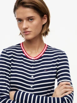 Tommy Jeans Damen Langarmshirt in marine weiß
