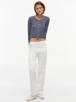 Tommy Jeans Damen Langarmshirt in marine weiß