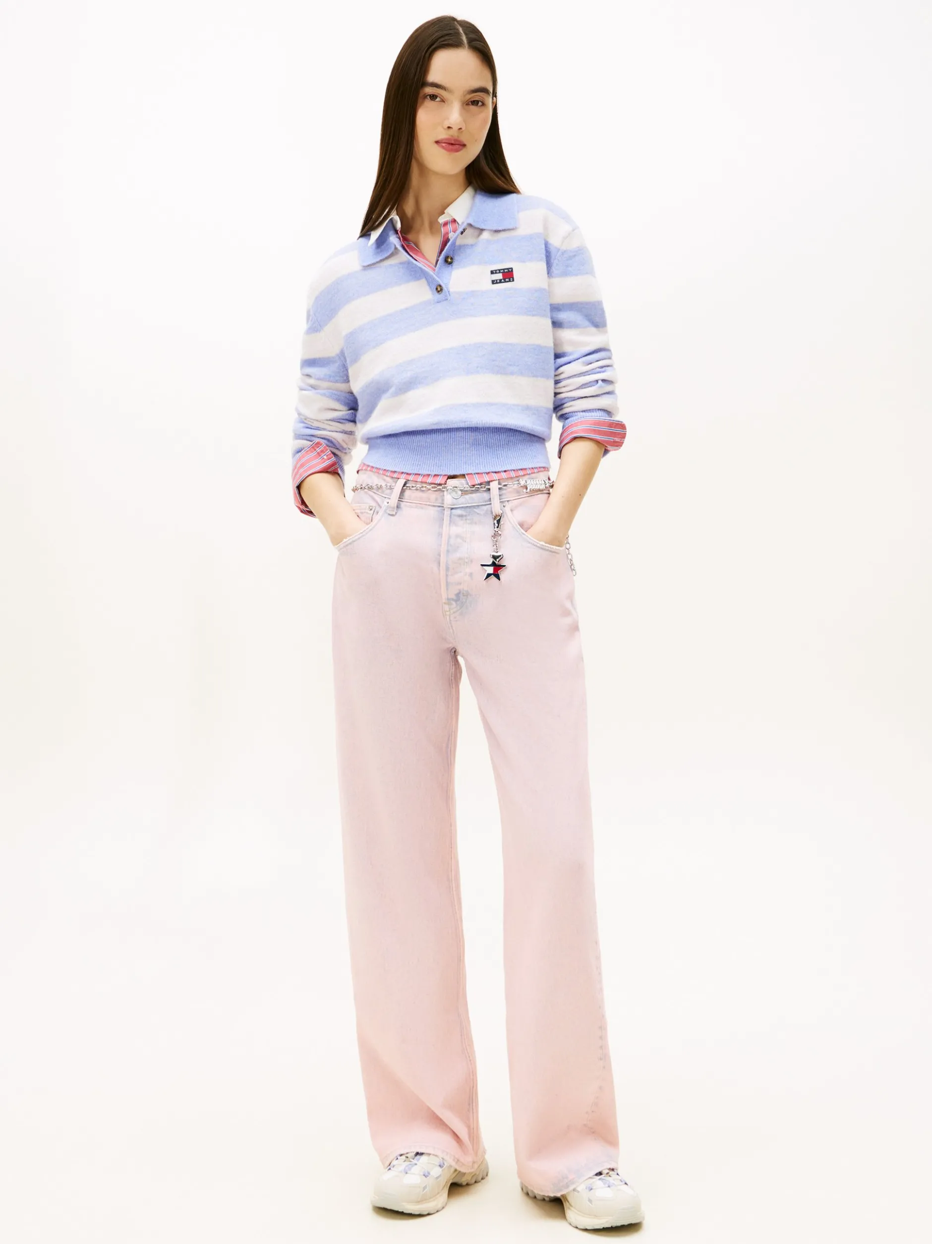 Tommy Jeans Damen Pullover mit Alpaka- und Wollanteil in flieder rosa