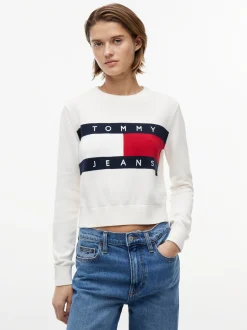 Tommy Jeans Damen Strickpullover in ecru