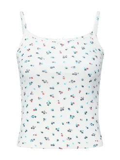 Tommy Jeans Damen Top in ecru blau - Ärmel: ohne Arm