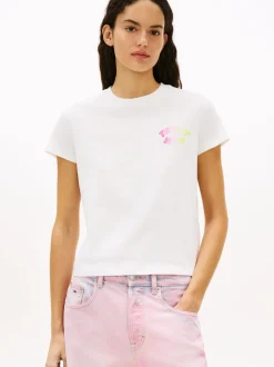 Tommy Jeans Damen T-Shirt in ecru - Ausschnitt: Rundhals