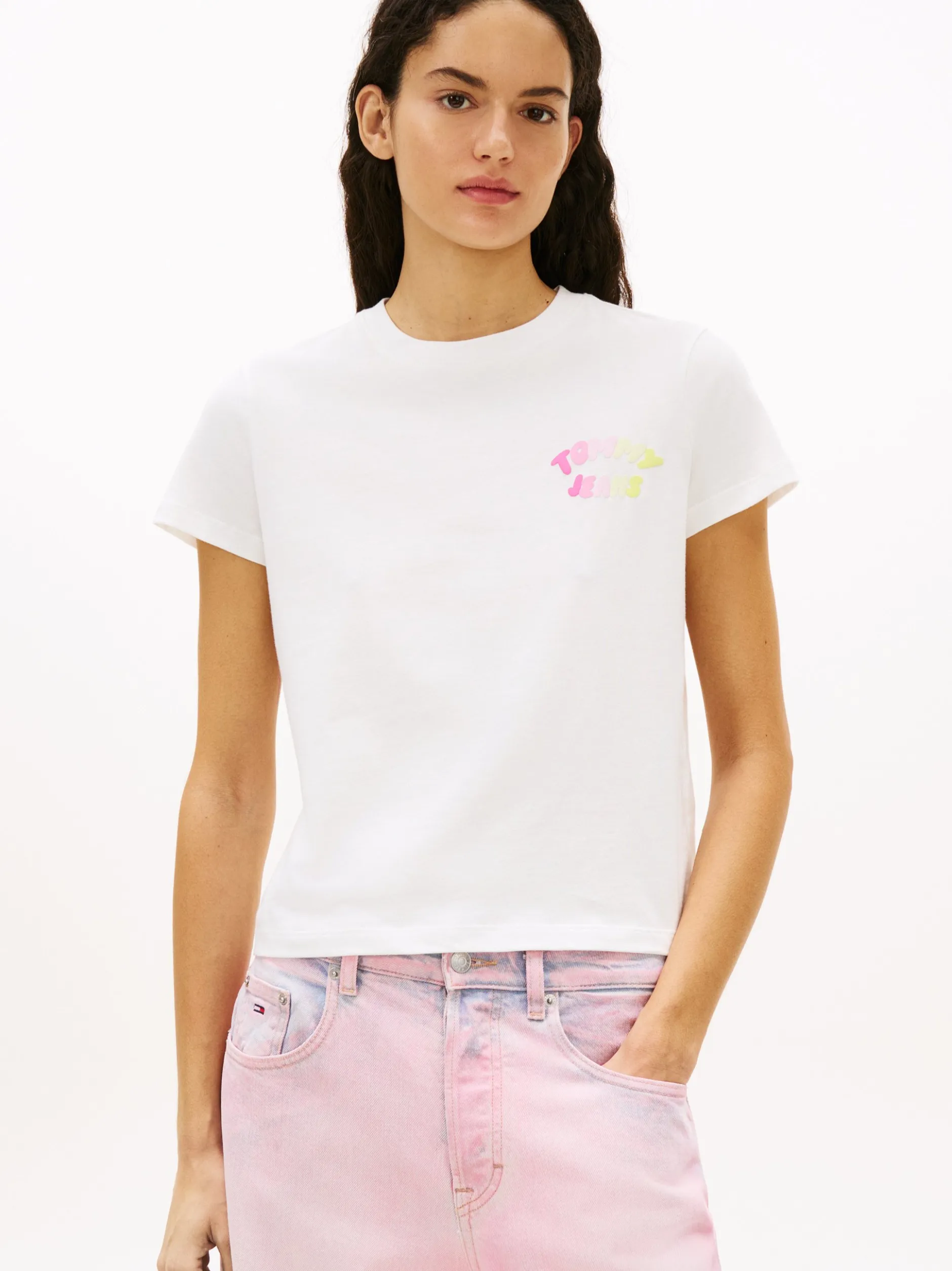 Tommy Jeans Damen T-Shirt in ecru - Ausschnitt: Rundhals