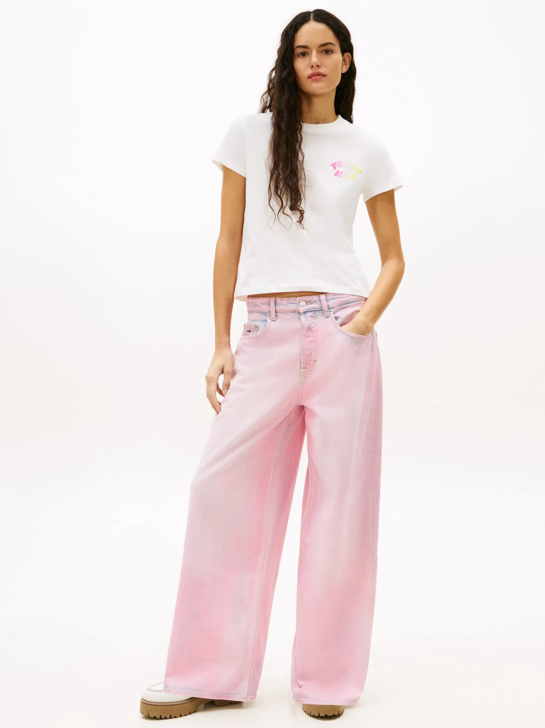 Tommy Jeans Damen T-Shirt in ecru - Ausschnitt: Rundhals
