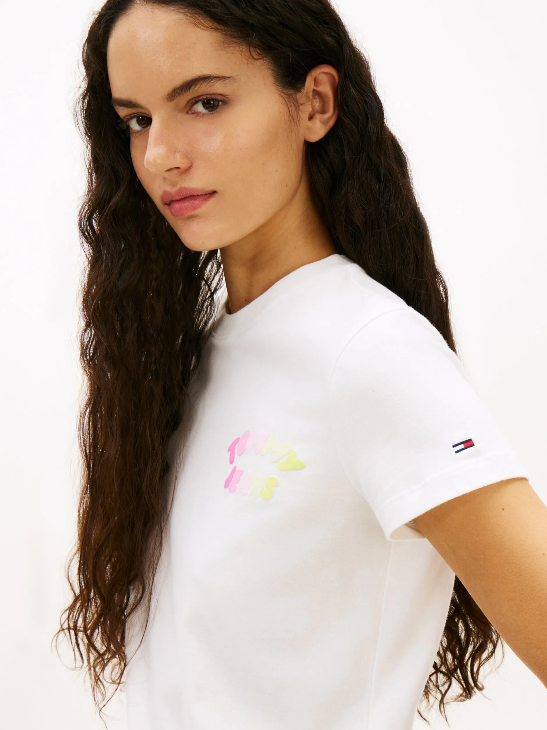 Tommy Jeans Damen T-Shirt in ecru - Ausschnitt: Rundhals