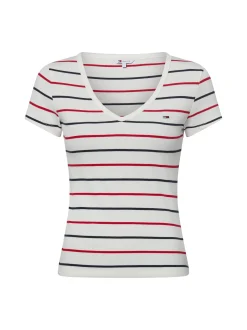 Tommy Jeans Damen T-Shirt in ecru mehrfarbig