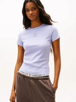 Tommy Jeans Damen T-Shirt in hellblau - Ärmel: kurzarm
