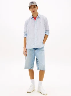 Tommy Jeans Herren Freizeithemd in hellblau weiß