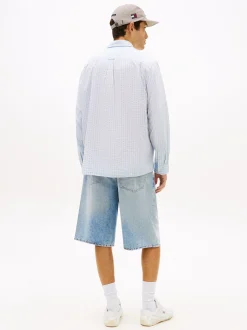 Tommy Jeans Herren Freizeithemd in hellblau weiß
