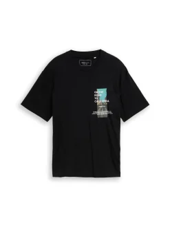 Tom Tailor Denim Herren T-Shirt in schwarz mehrfarbig