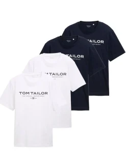 Tom Tailor Herren T-Shirts im 4er-Pack in mehrfarbig