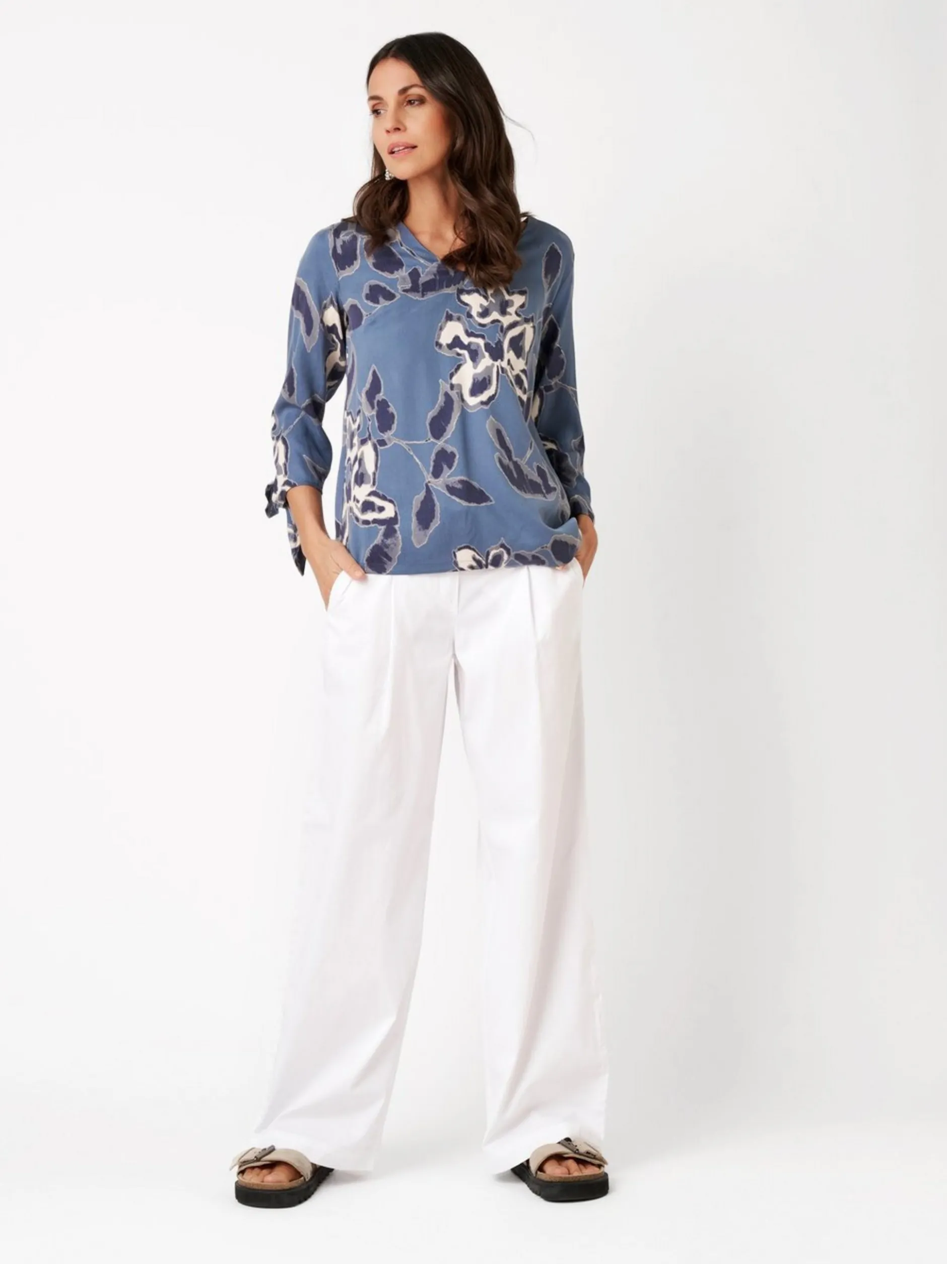 TONI Damen Bluse - Anna in blau - Ärmel: 3/4 Arm