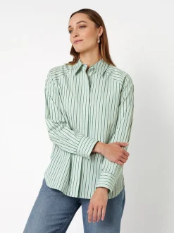 TONI Damen Bluse - Charly in grün weiß - Ärmel: langarm