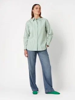 TONI Damen Bluse - Charly in grün weiß - Ärmel: langarm