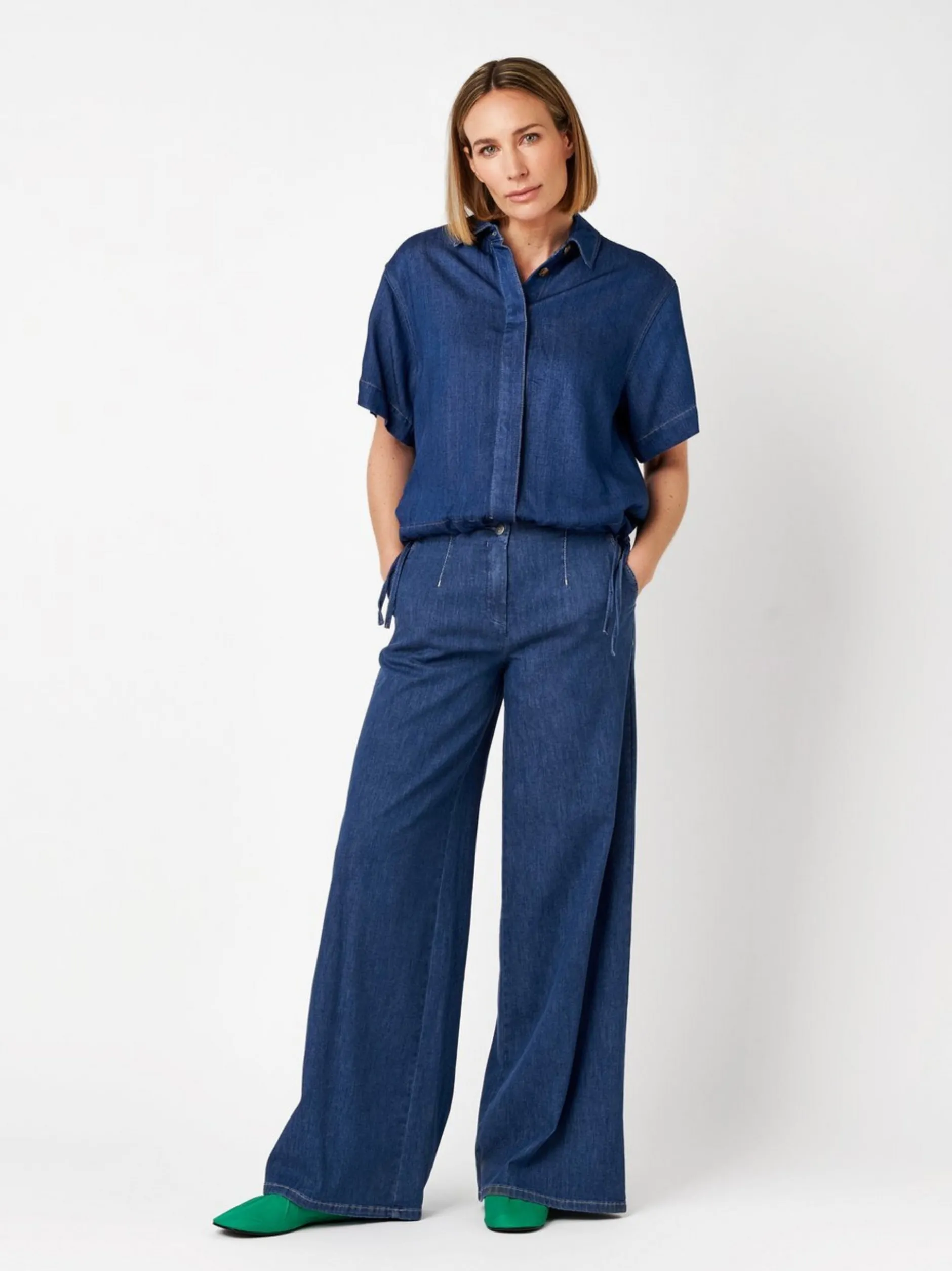 TONI Damen Bluse - Clay in blau - Ausschnitt: Kent