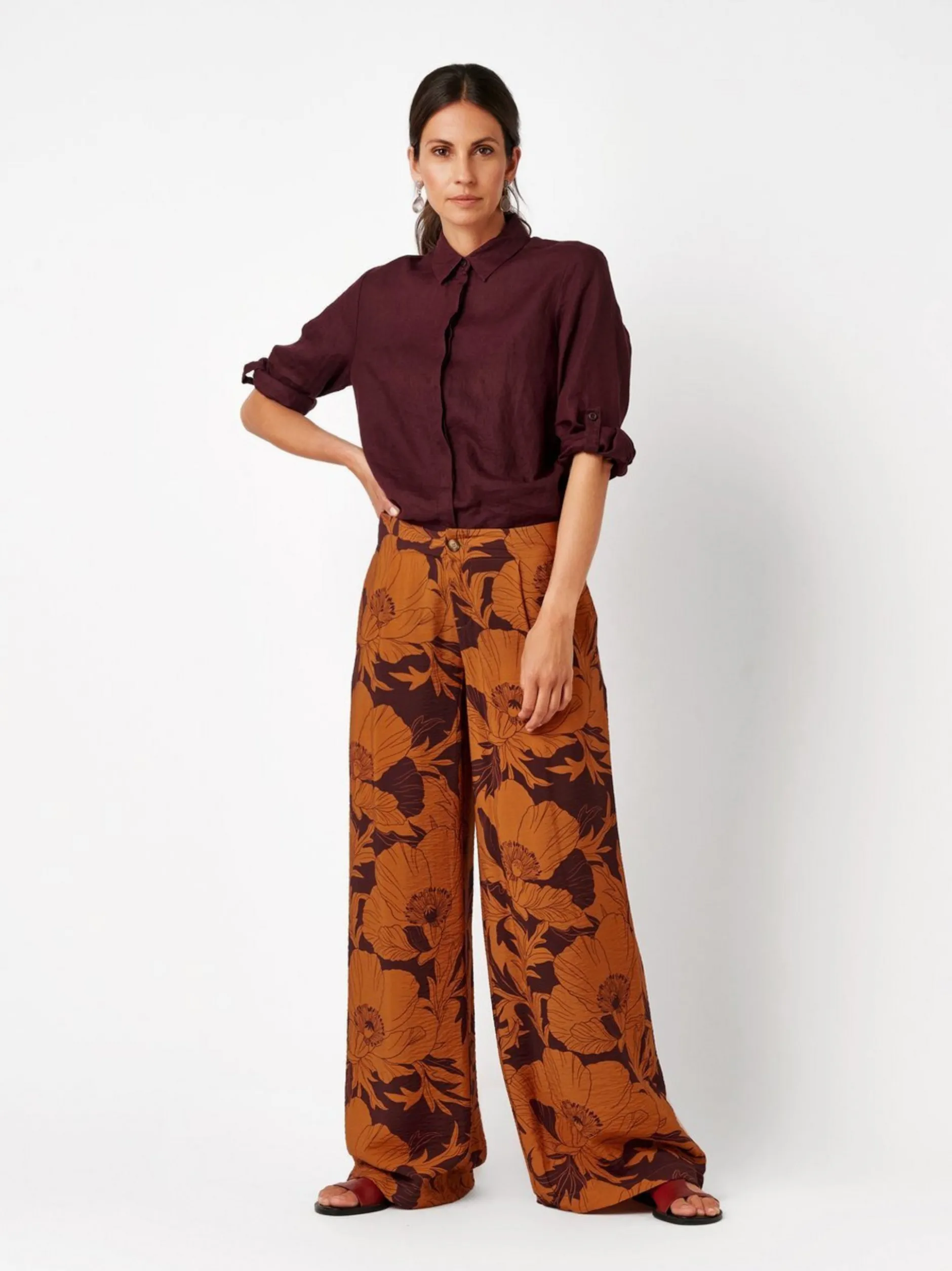 TONI Damen Hose - Elli Wide in orange mehrfarbig