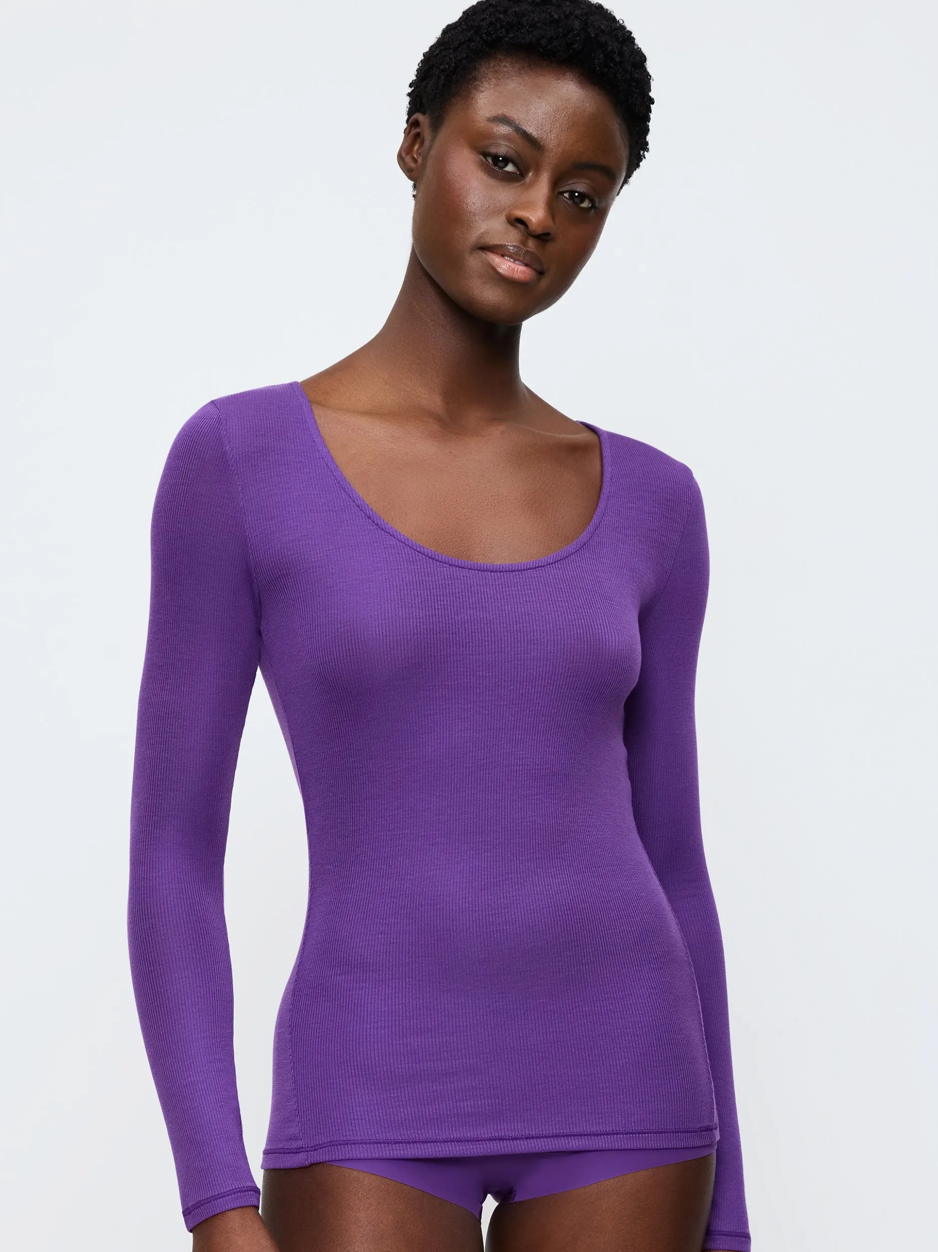 Triumph Damen Longsleeve - Beauty Layers Top Scoop Neck in purple