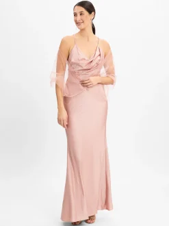 Unique Damen Abendkleid mit Stola in altrosa