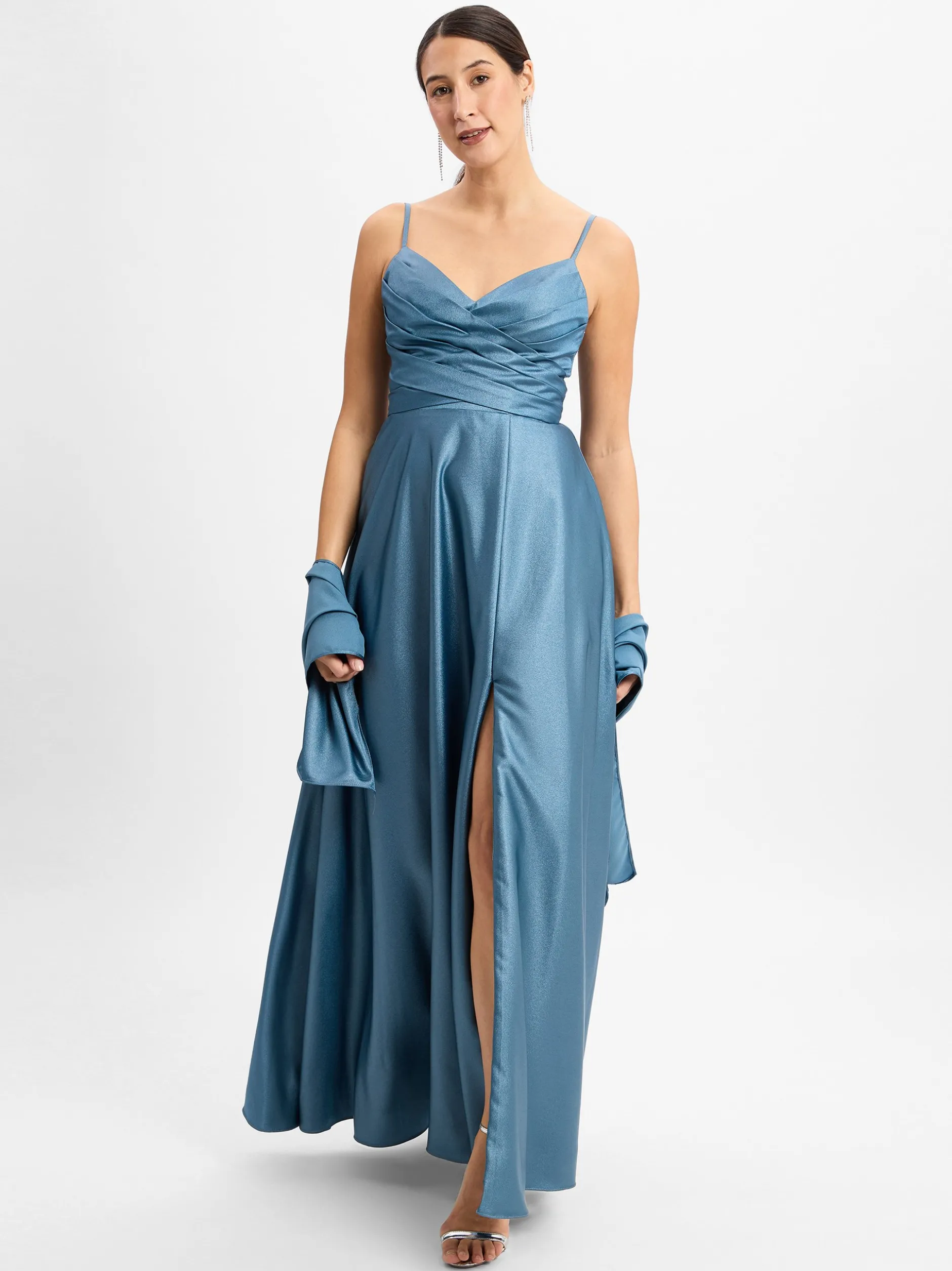 Unique Damen Abendkleid mit Stola in indigo