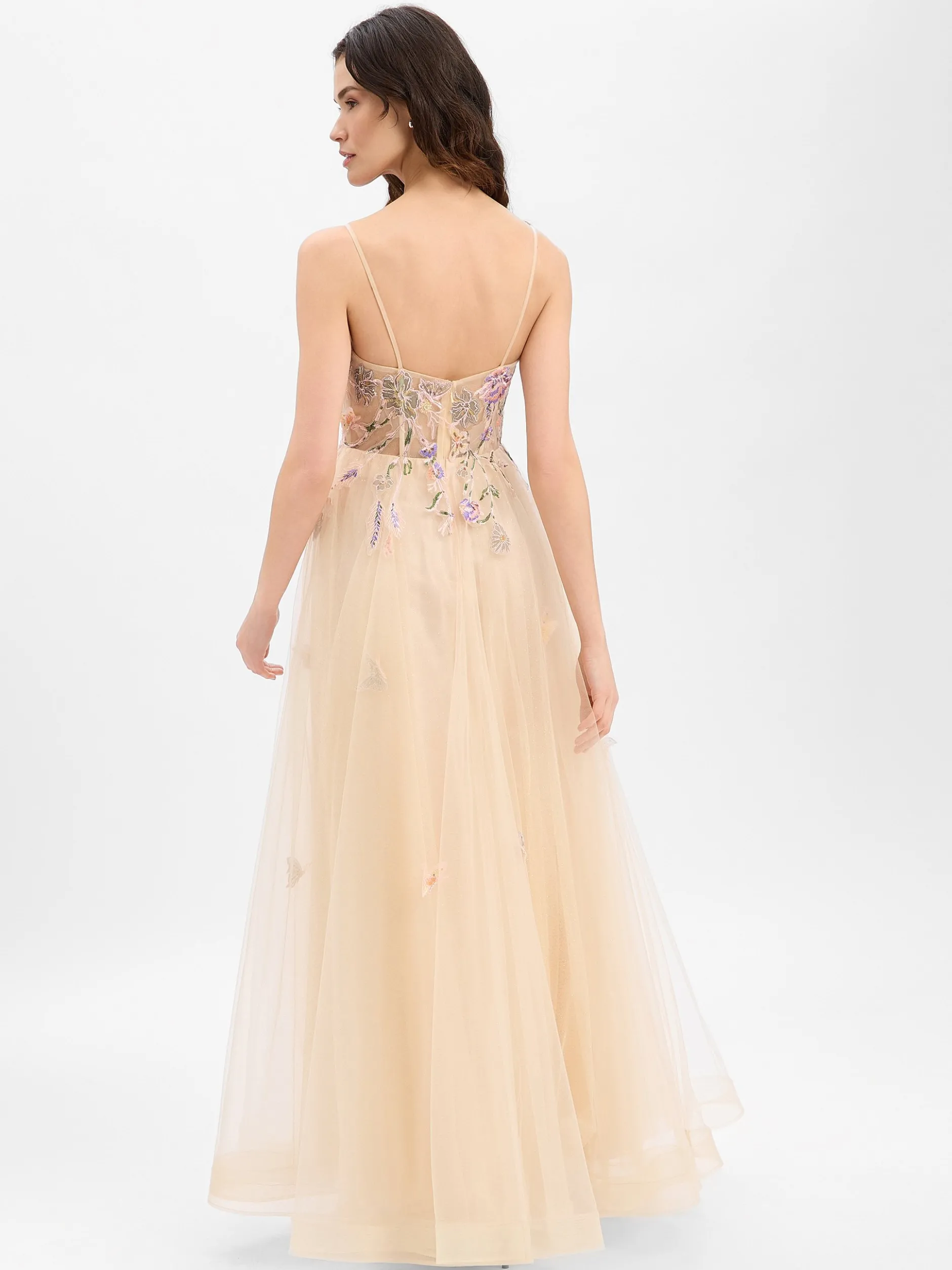 Unique Damen Abendkleid mit Stola in roségold mehrfarbig