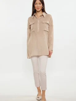 Usha Damen Bluse in beige - Ausschnitt: ohne Kragen