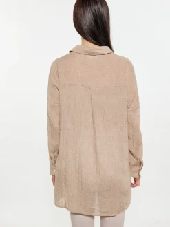 Usha Damen Bluse in beige - Ausschnitt: ohne Kragen