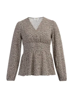 Usha Damen Bluse in beige - Ausschnitt: V-Ausschnitt