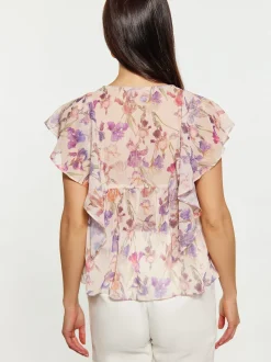 Usha Damen Bluse in beige - Ausschnitt: V-Ausschnitt