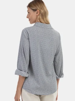 Usha Damen Bluse in blau - Ausschnitt: ohne Kragen