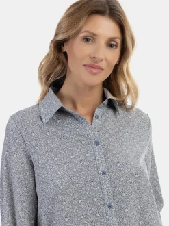 Usha Damen Bluse in blau - Ausschnitt: ohne Kragen