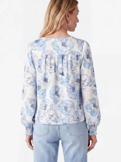 Usha Damen Bluse in blau weiß
