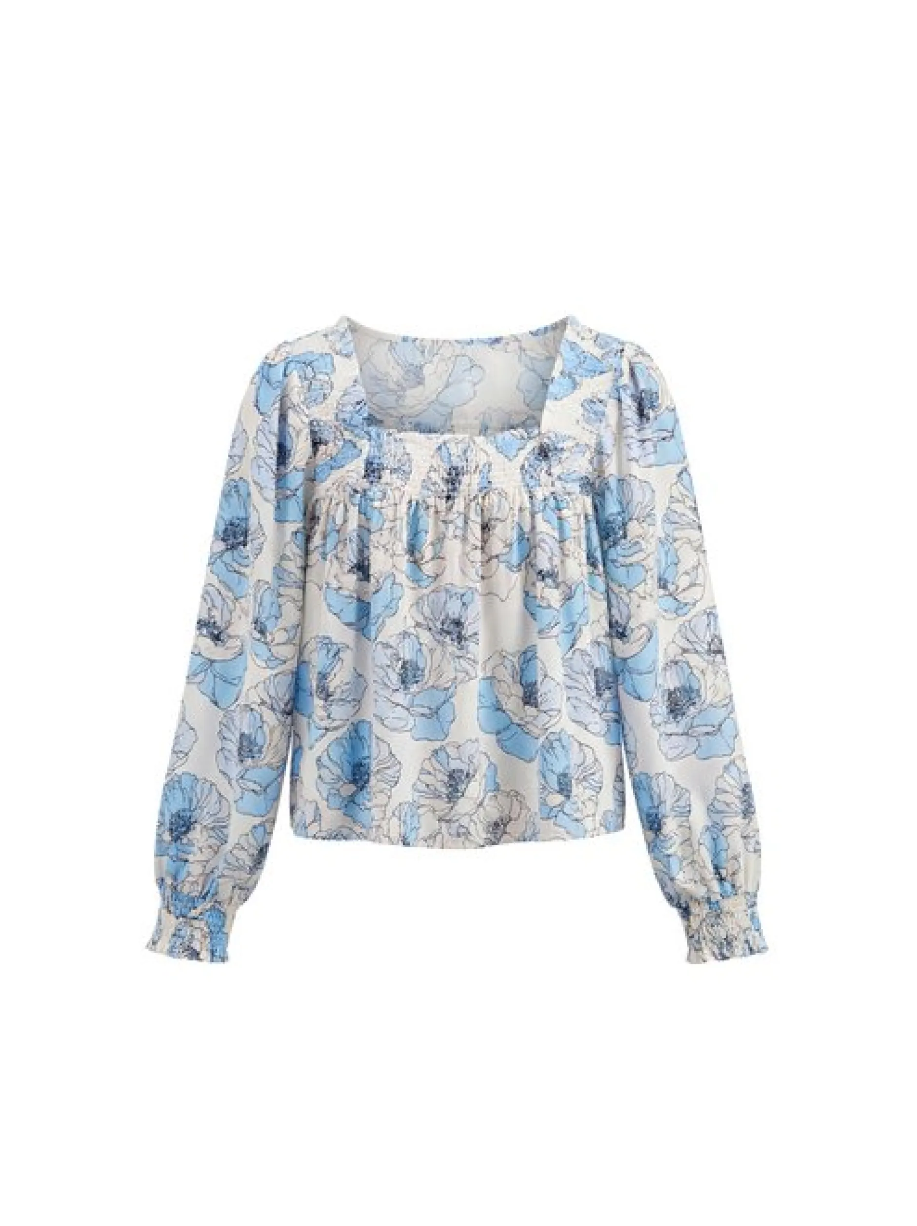Usha Damen Bluse in blau weiß