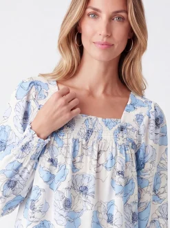 Usha Damen Bluse in blau weiß