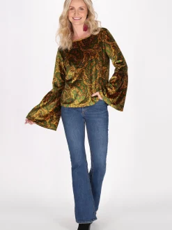 Usha Damen Bluse in gelb - Ausschnitt: Rundhals