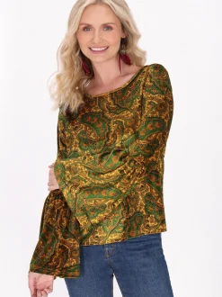 Usha Damen Bluse in gelb - Ausschnitt: Rundhals