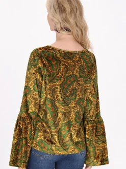Usha Damen Bluse in gelb - Ausschnitt: Rundhals