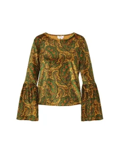 Usha Damen Bluse in gelb - Ausschnitt: Rundhals