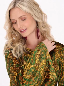 Usha Damen Bluse in gelb - Ausschnitt: Rundhals