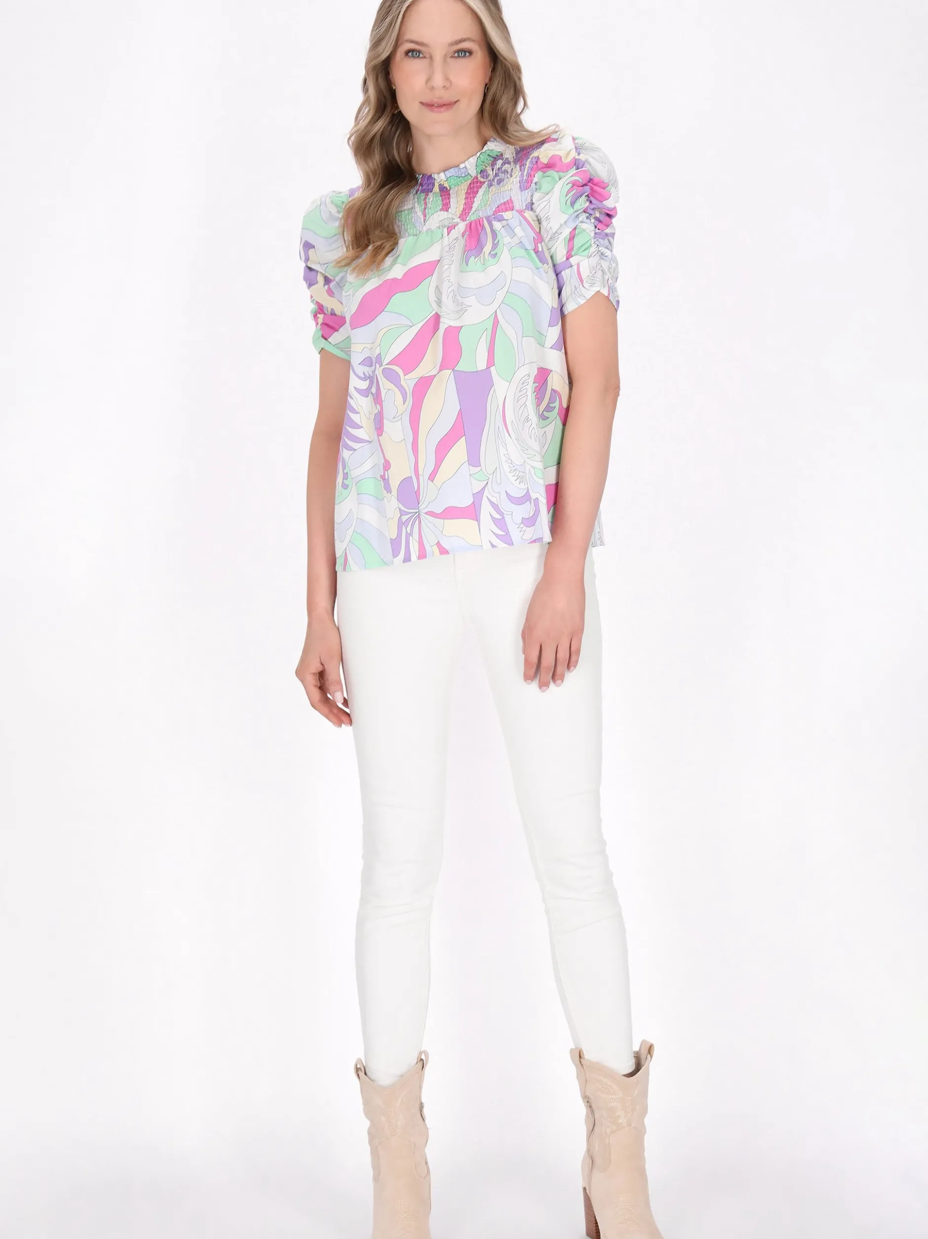 Usha Damen Bluse in mehrfarbig