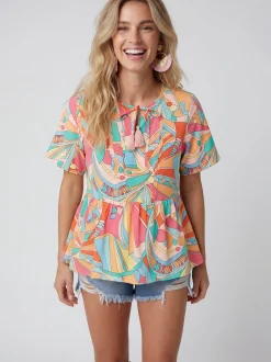 Usha Damen Bluse in mehrfarbig