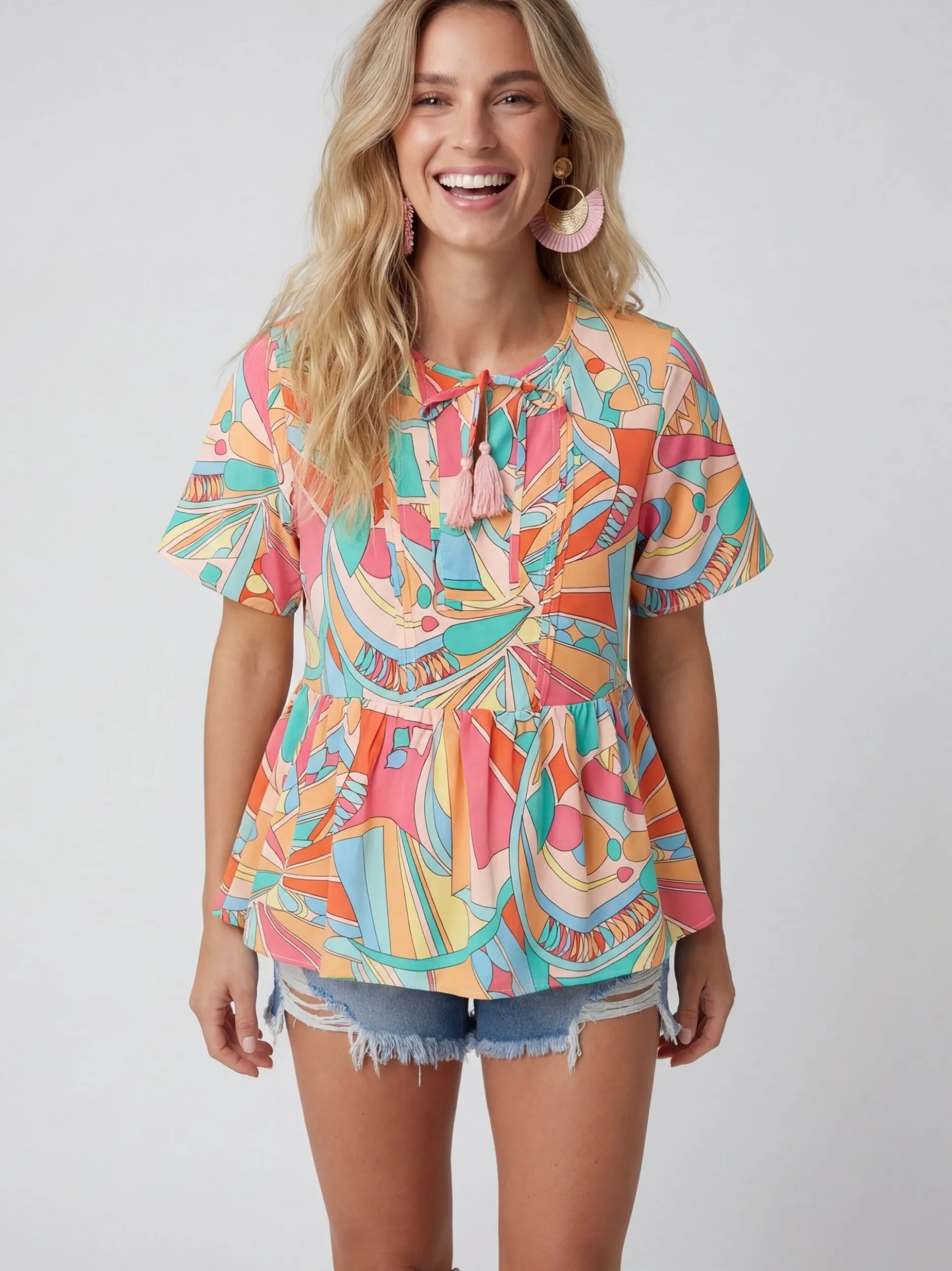 Usha Damen Bluse in mehrfarbig