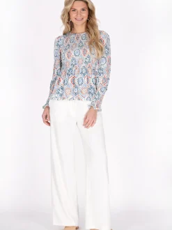 Usha Damen Bluse in mehrfarbig - Ausschnitt: Rundhals