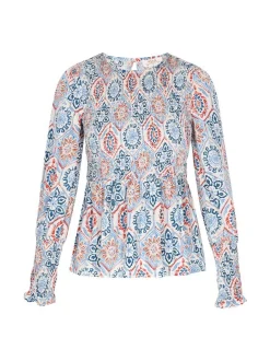 Usha Damen Bluse in mehrfarbig - Ausschnitt: Rundhals