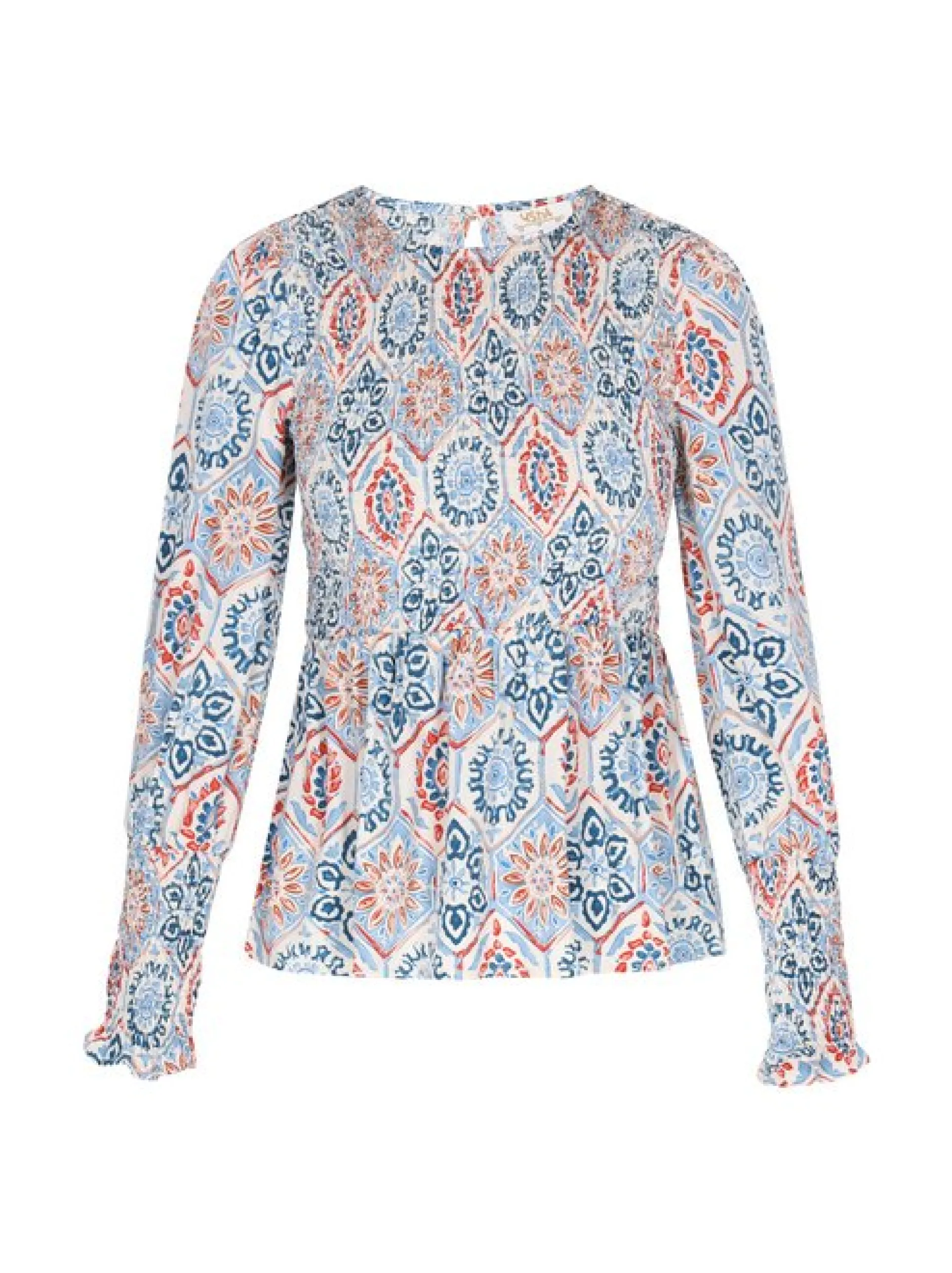 Usha Damen Bluse in mehrfarbig - Ausschnitt: Rundhals