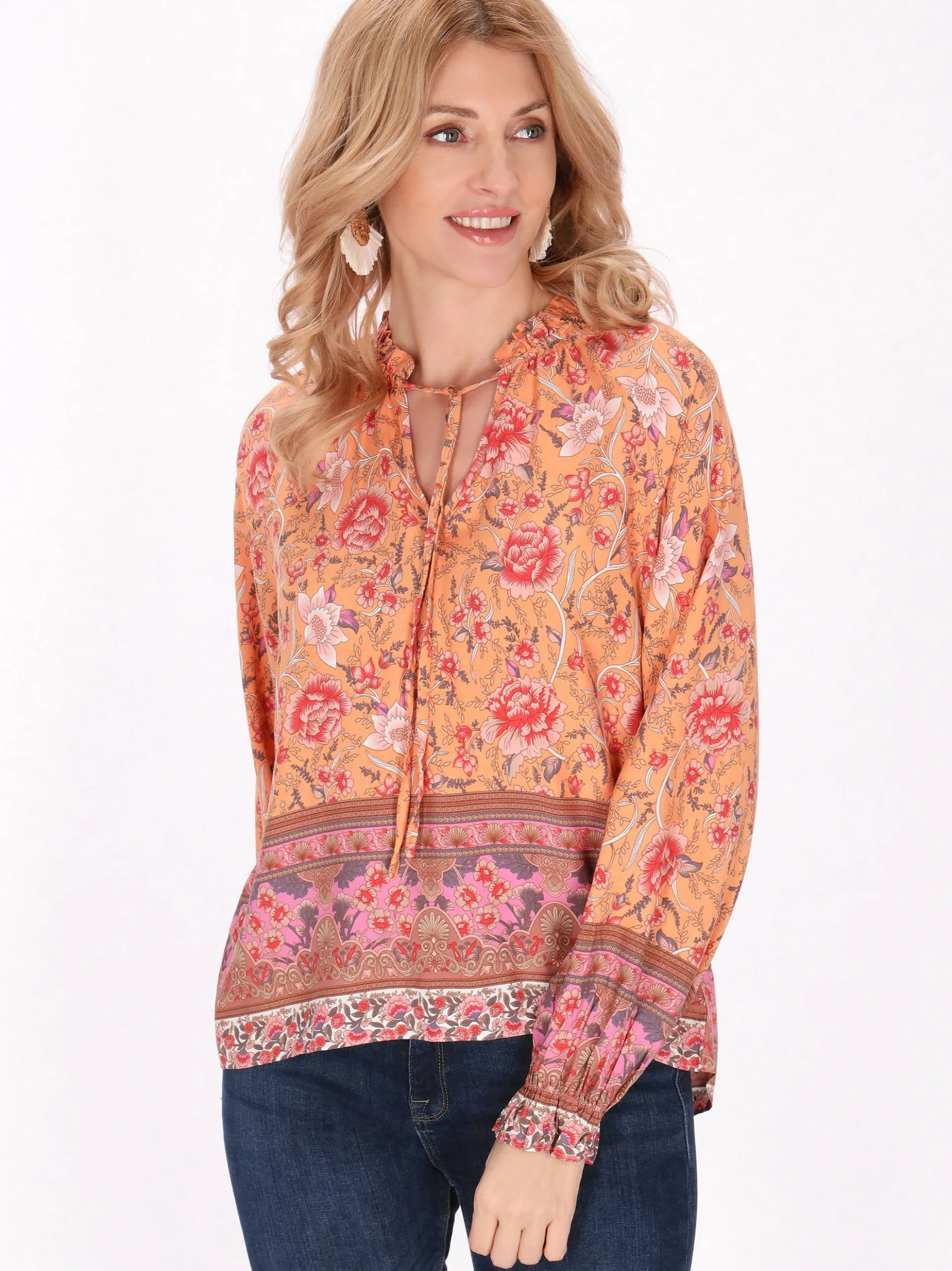 Usha Damen Bluse in orange