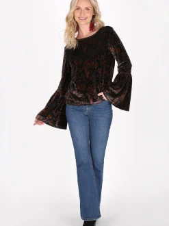 Usha Damen Bluse in purple - Ausschnitt: Rundhals