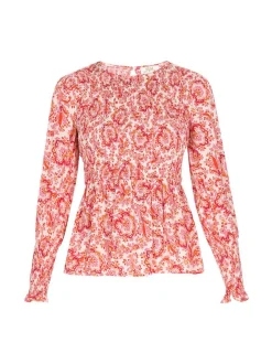 Usha Damen Bluse in rot - Ausschnitt: Rundhals